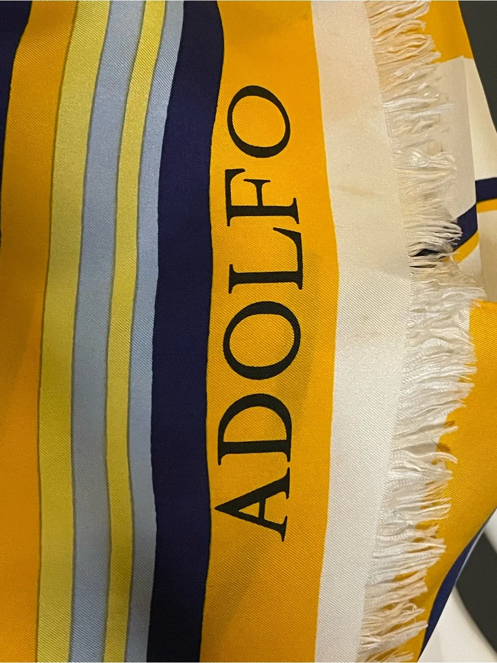 Large Vintage Adolfo Silk Scarf 23 x 53 In Very Good Condition